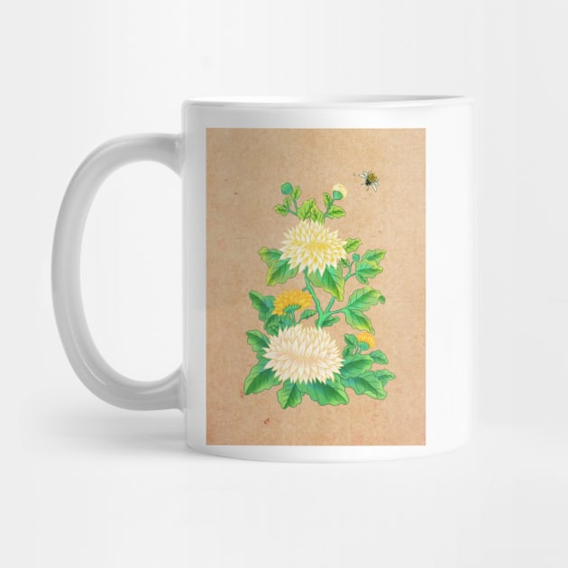 Minhwa: Chrysanthemum and Bumblebee A Type by koreanfolkpaint